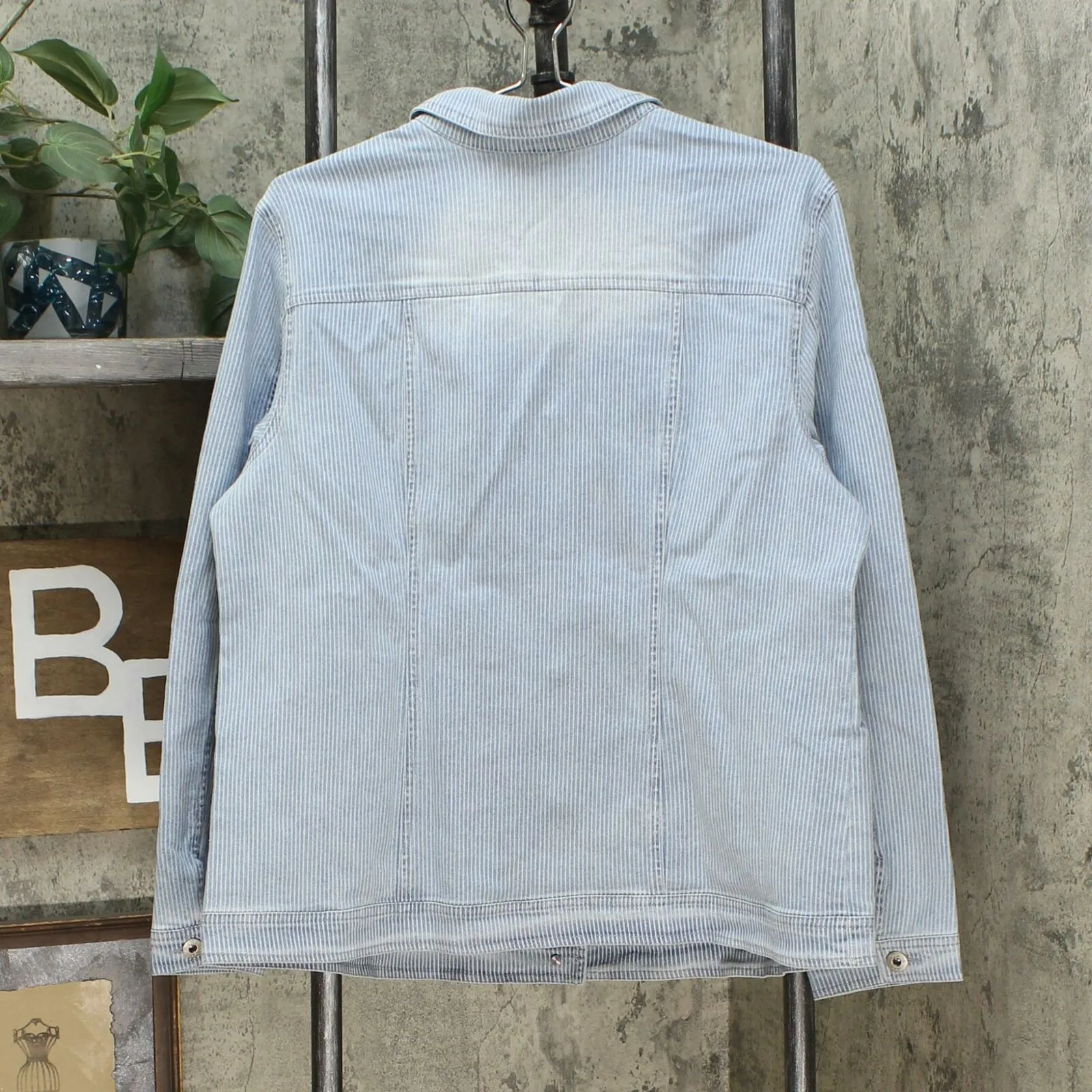 DG2 by Diane Gilman Women's Pinstripe Stretch Denim Jacket