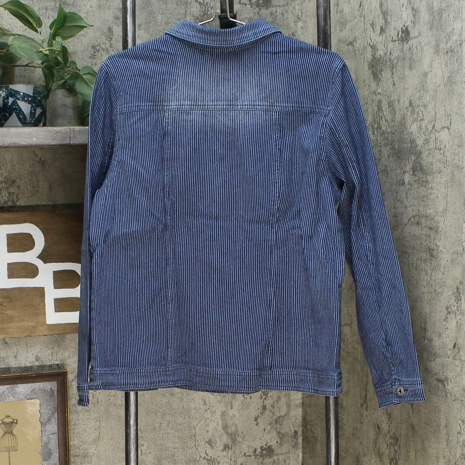 DG2 by Diane Gilman Women's Pinstripe Stretch Denim Jacket
