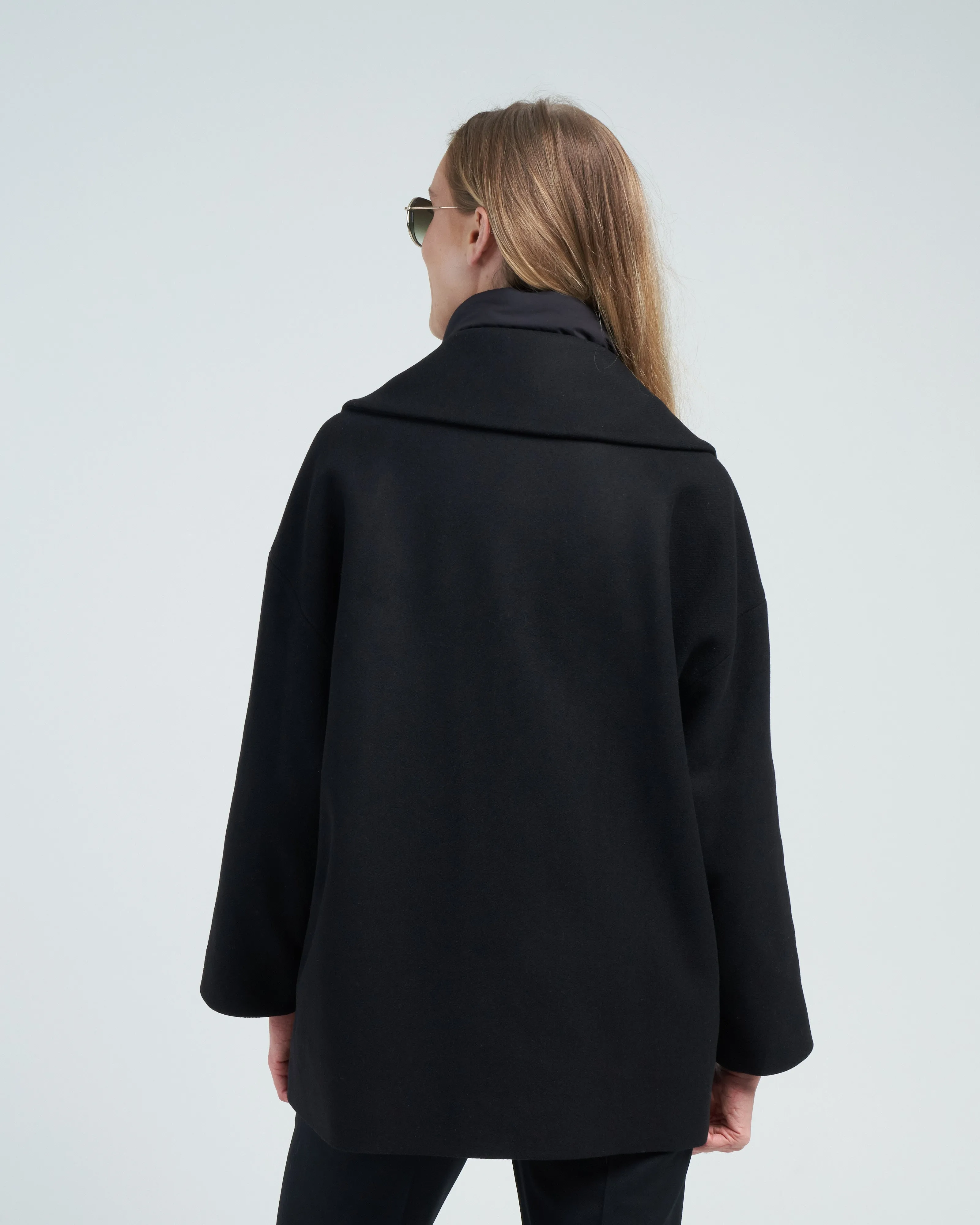 diagonal wool oversized coat with nuage windguard