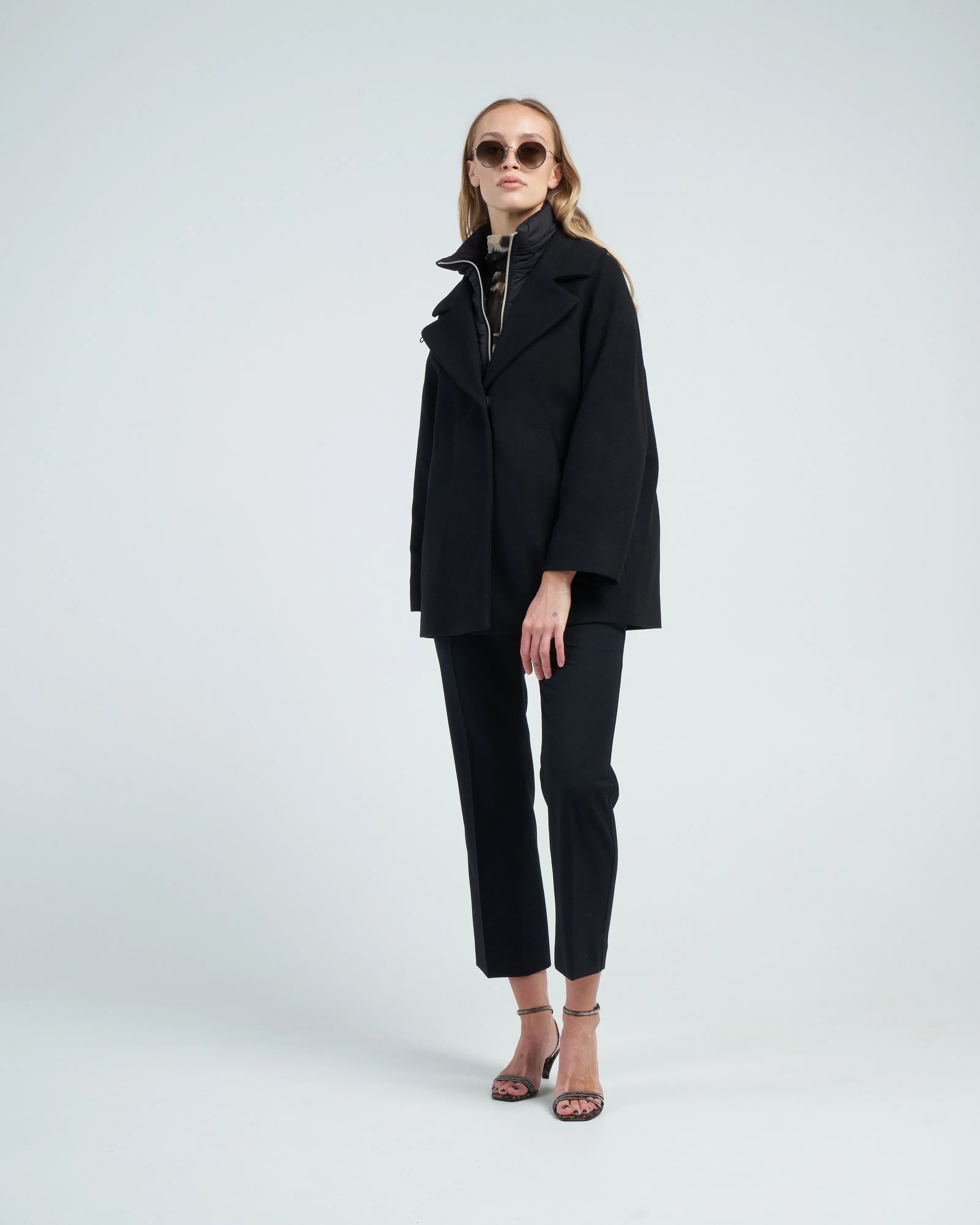 diagonal wool oversized coat with nuage windguard