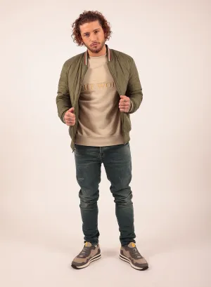 Diamond Reversible Bomber Jacket in Olive