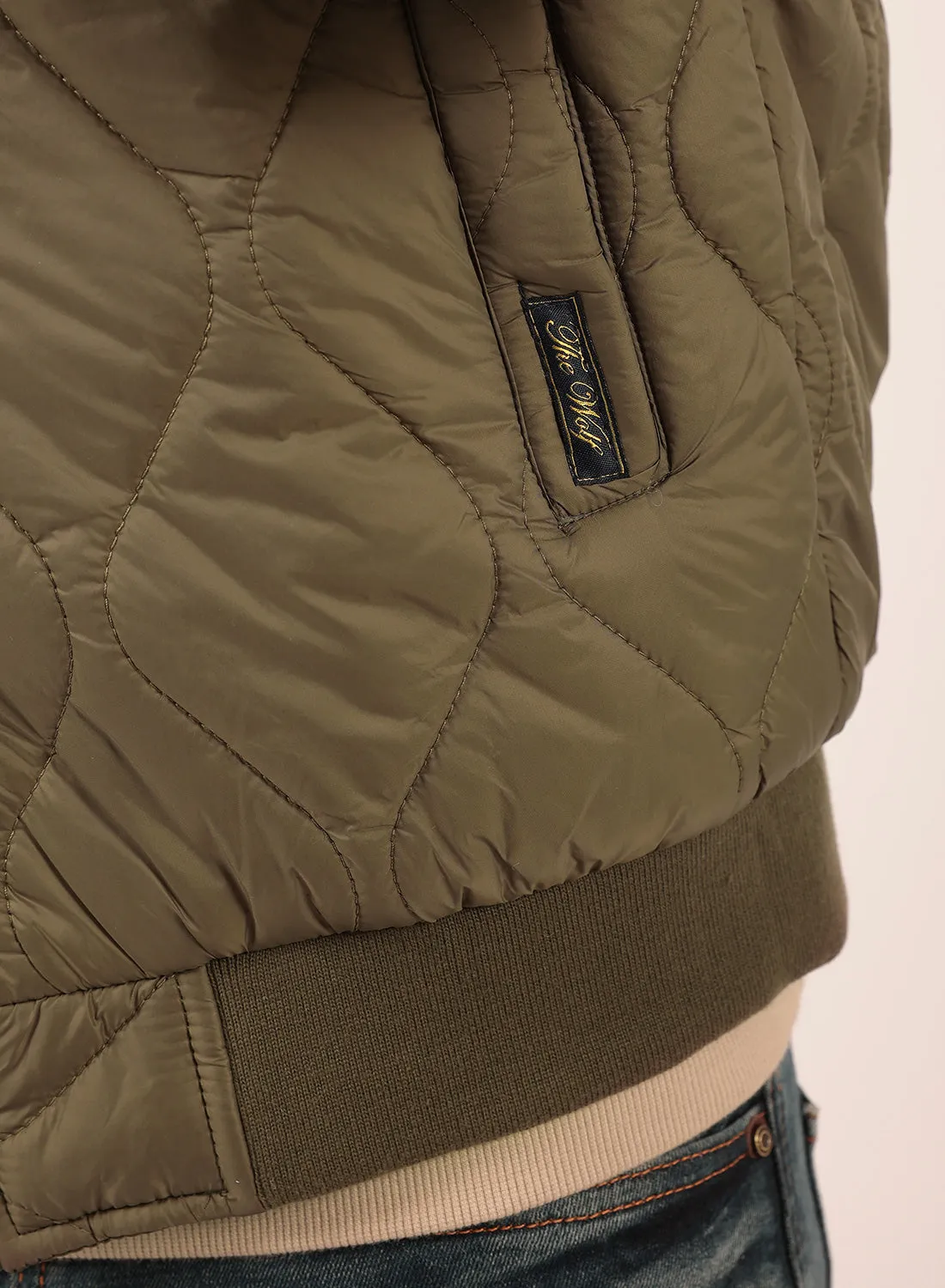 Diamond Reversible Bomber Jacket in Olive