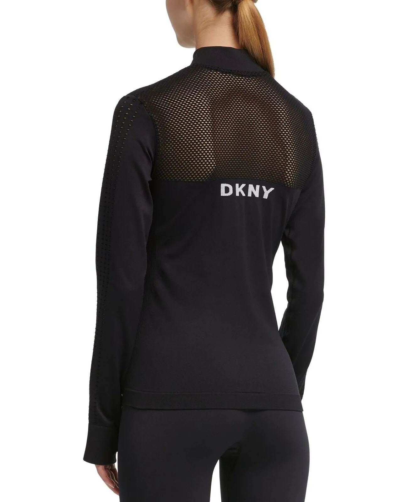DKNY Women's Sport Mesh Trimmed Half Zip Top