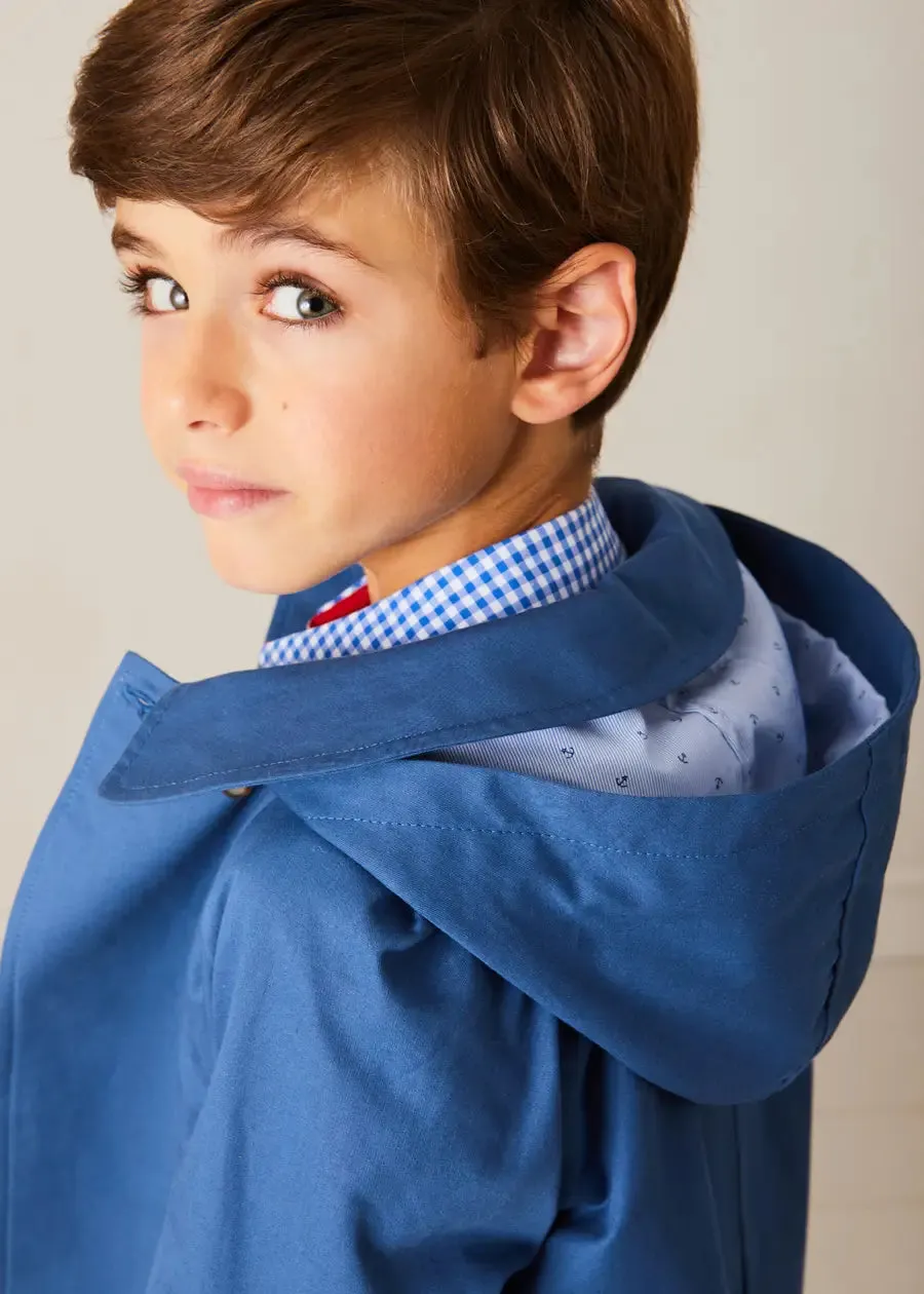 Double Breasted Coat With Detachable Hood in Blue (18mths-10yrs)