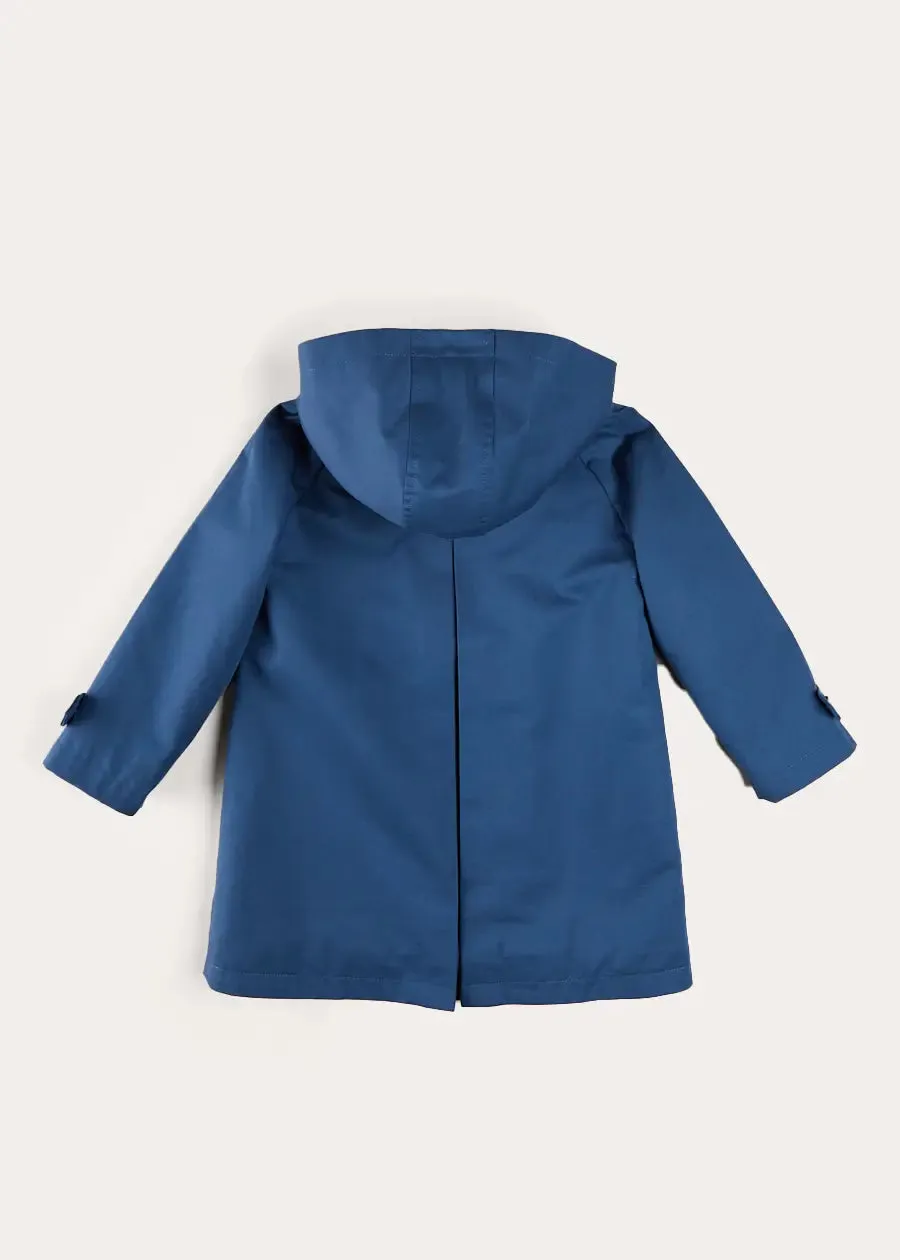 Double Breasted Coat With Detachable Hood in Blue (18mths-10yrs)