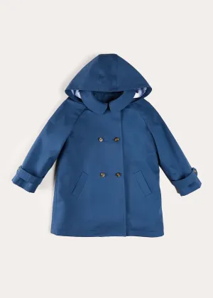 Double Breasted Coat With Detachable Hood in Blue (18mths-10yrs)