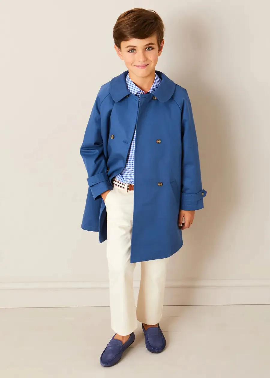 Double Breasted Coat With Detachable Hood in Blue (18mths-10yrs)