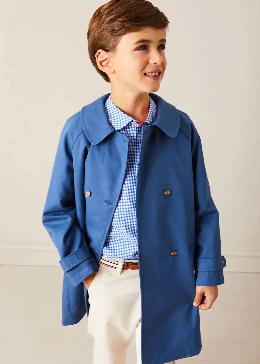 Double Breasted Coat With Detachable Hood in Blue (18mths-10yrs)