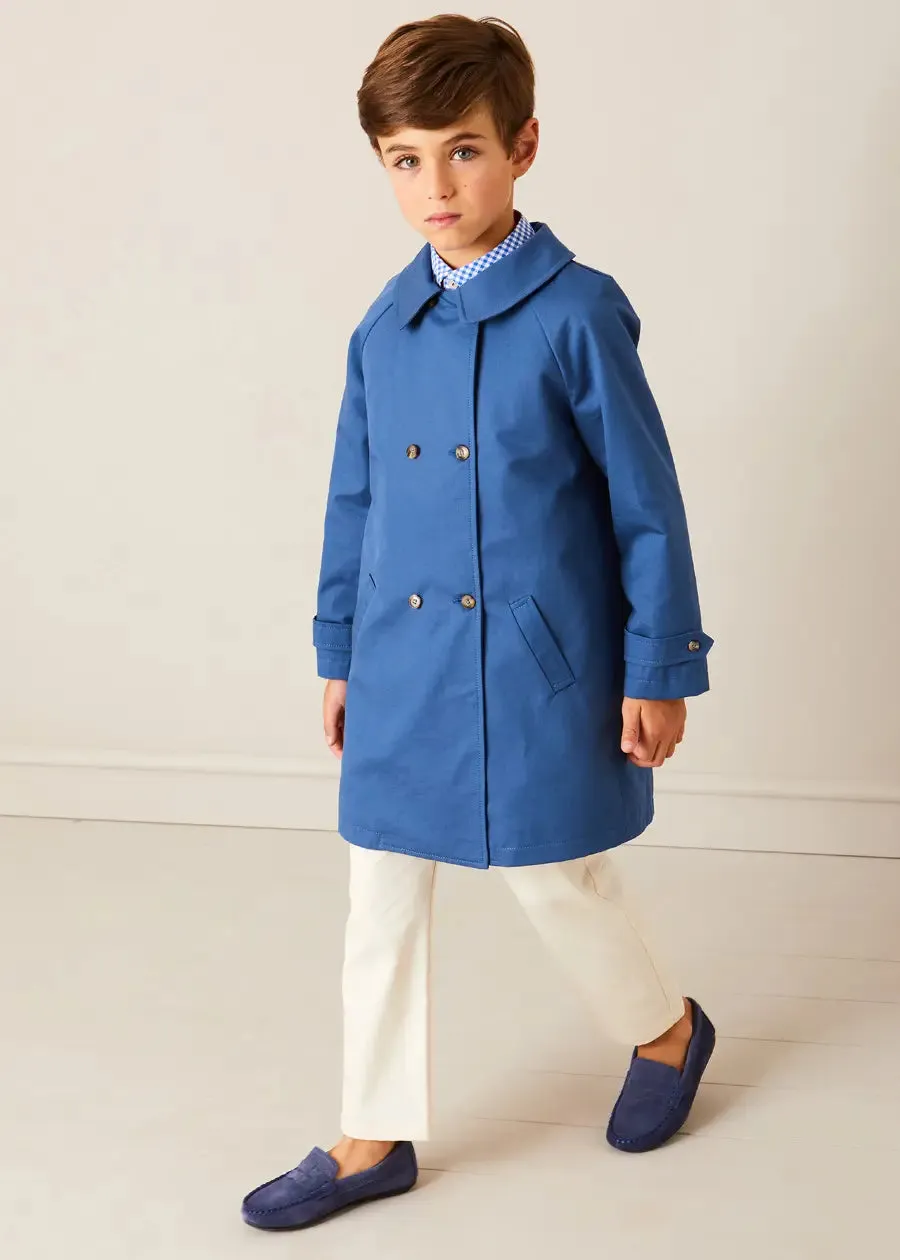 Double Breasted Coat With Detachable Hood in Blue (18mths-10yrs)