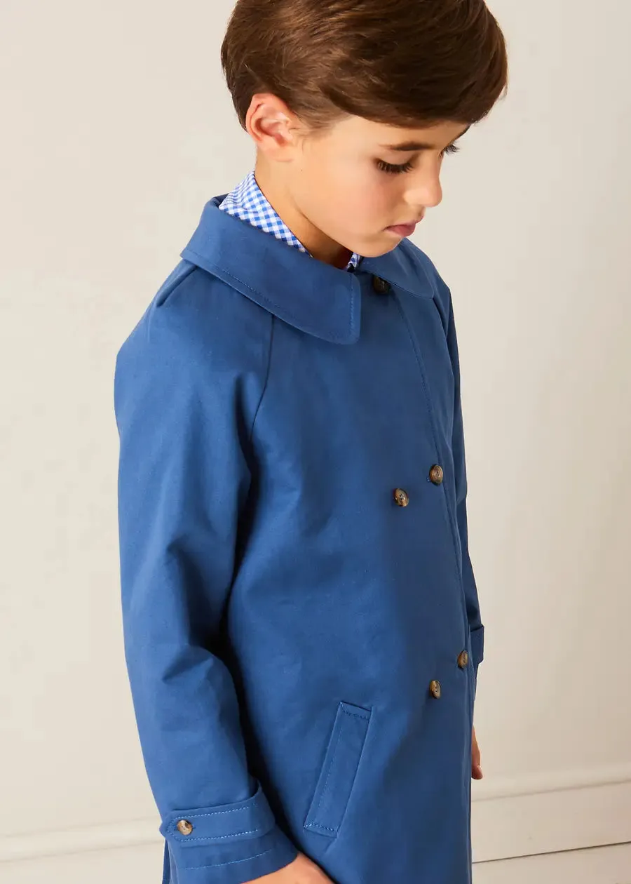 Double Breasted Coat With Detachable Hood in Blue (18mths-10yrs)