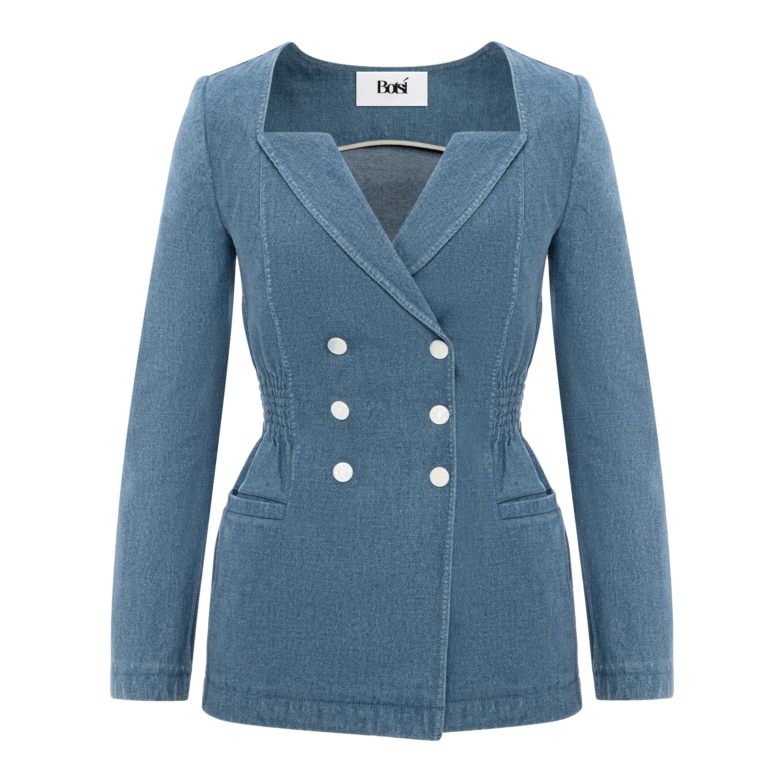 Double-Breasted Denim Blazer