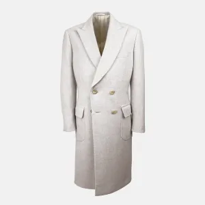 Double Breasted Peak Lapel Coat in Cream