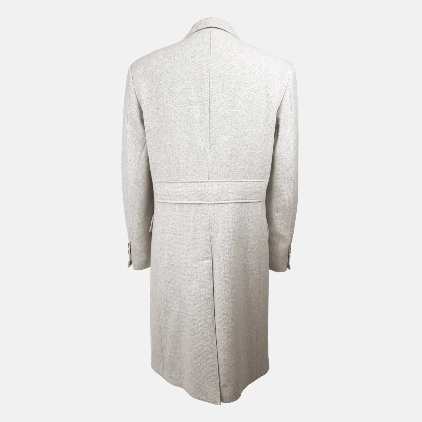 Double Breasted Peak Lapel Coat in Cream