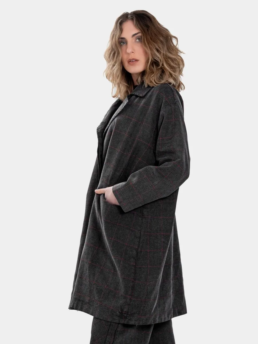 Double Breasted Plaid Coat
