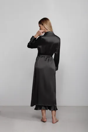 double breasted robe, hammered black