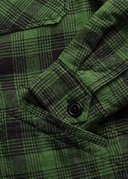 Double RL - Plaid Cotton-Linen Jacket in Green/Mountain Yellow