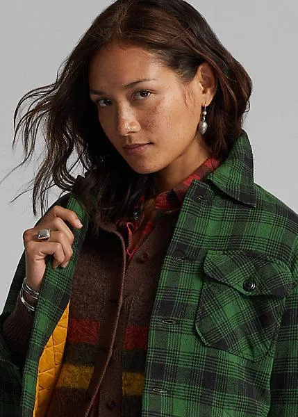 Double RL - Plaid Cotton-Linen Jacket in Green/Mountain Yellow