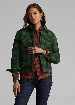 Double RL - Plaid Cotton-Linen Jacket in Green/Mountain Yellow