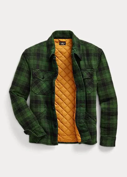 Double RL - Plaid Cotton-Linen Jacket in Green/Mountain Yellow