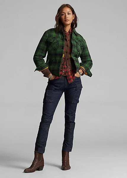 Double RL - Plaid Cotton-Linen Jacket in Green/Mountain Yellow
