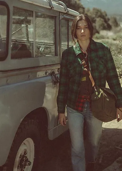 Double RL - Plaid Cotton-Linen Jacket in Green/Mountain Yellow