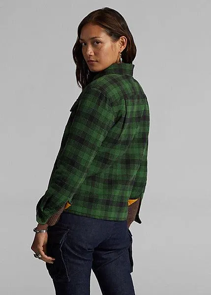 Double RL - Plaid Cotton-Linen Jacket in Green/Mountain Yellow