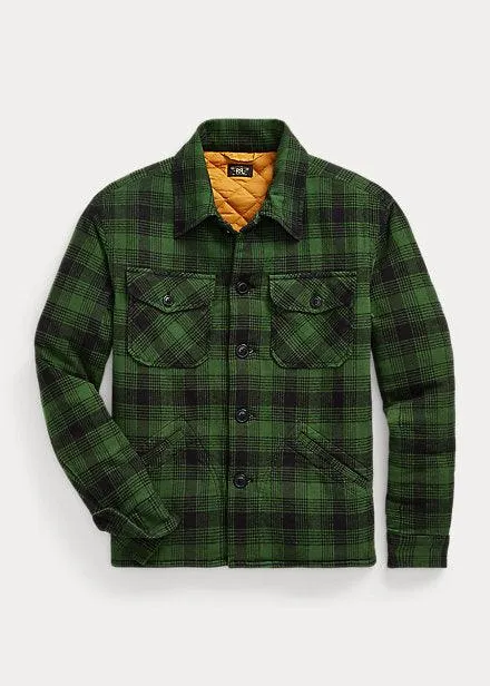Double RL - Plaid Cotton-Linen Jacket in Green/Mountain Yellow