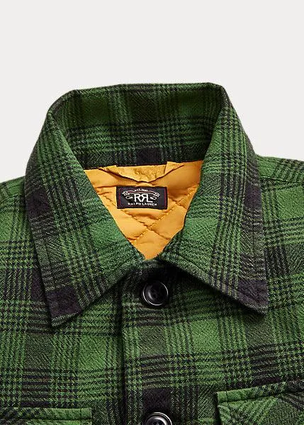 Double RL - Plaid Cotton-Linen Jacket in Green/Mountain Yellow