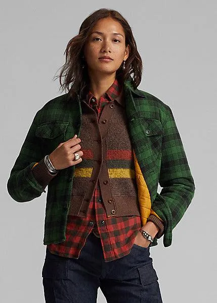 Double RL - Plaid Cotton-Linen Jacket in Green/Mountain Yellow