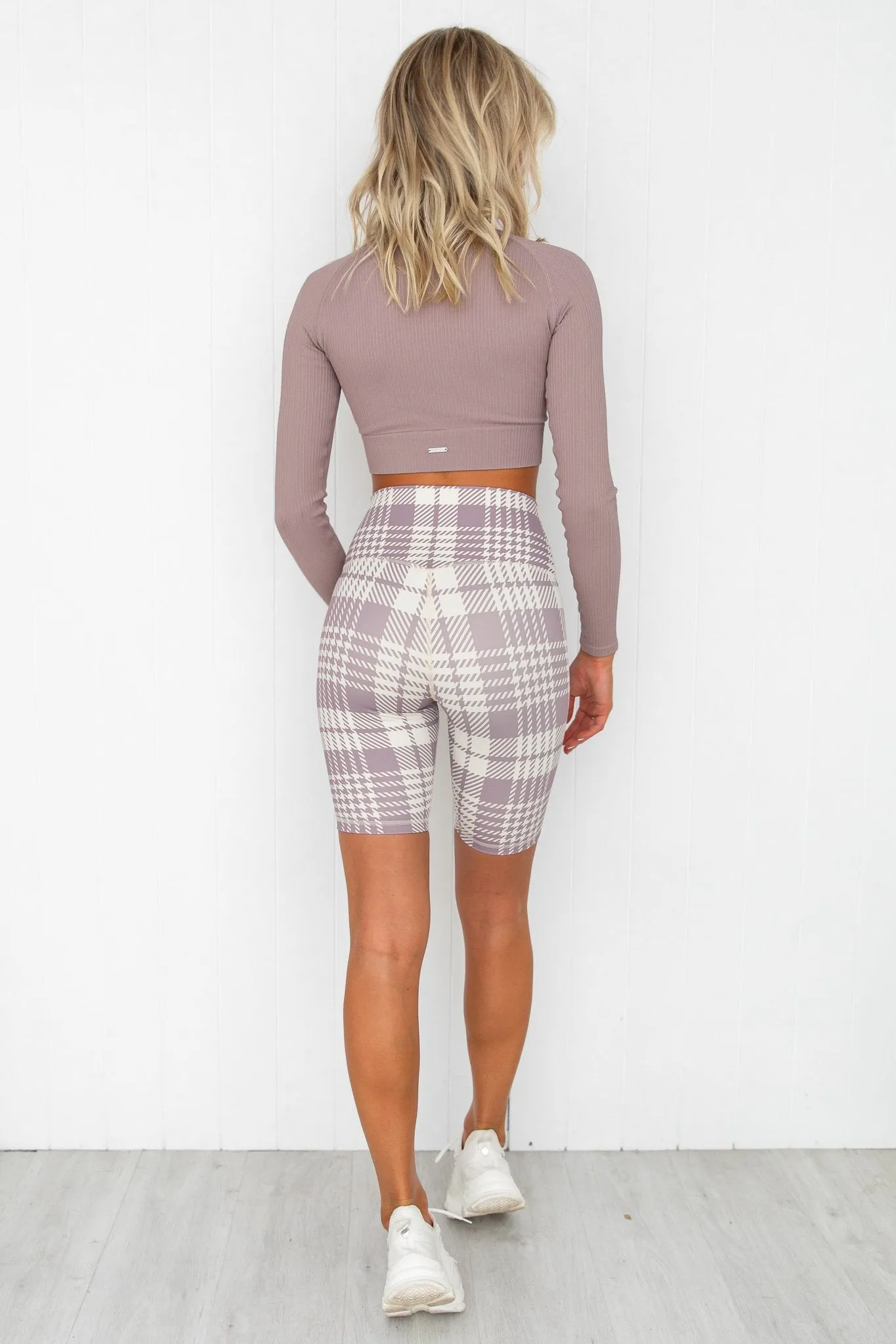 Dusty Violet Plaid Check Bike Short
