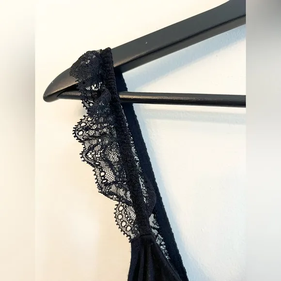 Eberjey Cecilia Enchanted Teddy sleep romper black modal lace trim lounge pajama