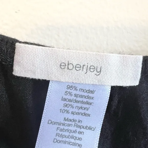 Eberjey Cecilia Enchanted Teddy sleep romper black modal lace trim lounge pajama
