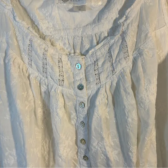 EILEEN WEST LADIES NIGHTGOWN MEDIUM WHITE EYELET COTTON SLEEP DRESS PAJAMAS