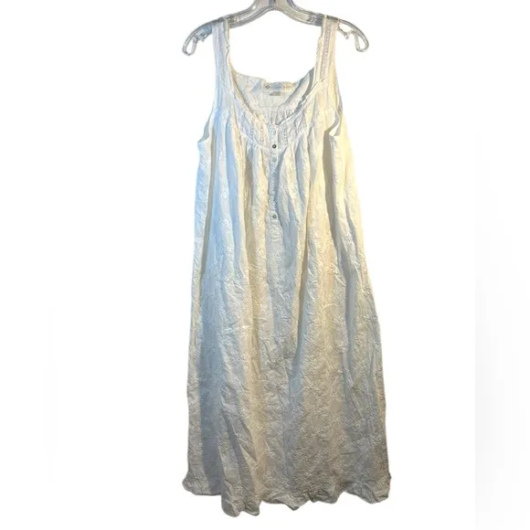 EILEEN WEST LADIES NIGHTGOWN MEDIUM WHITE EYELET COTTON SLEEP DRESS PAJAMAS