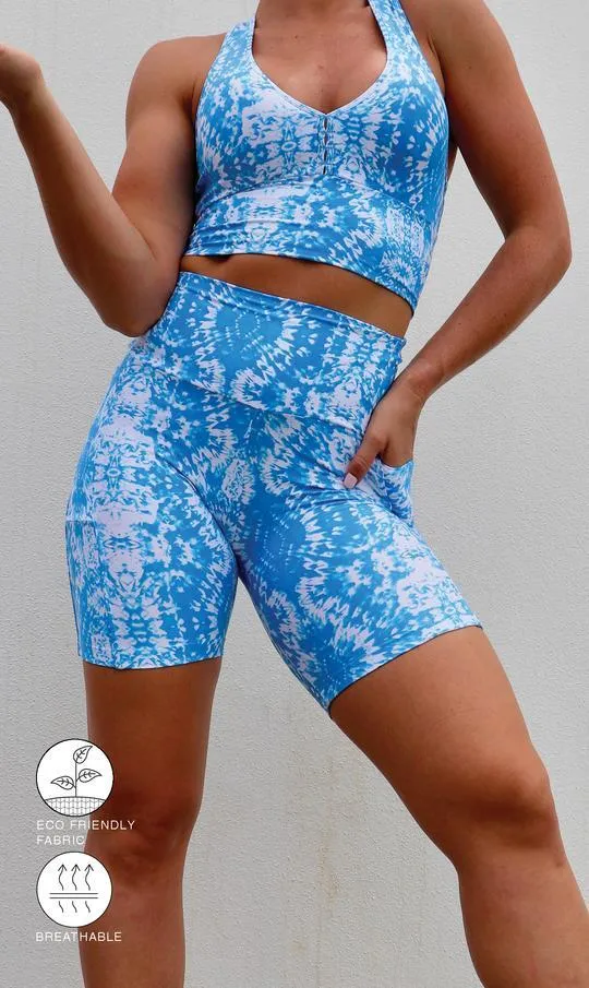 Electric Tie Dye Eco Midi Shorts with Pockets