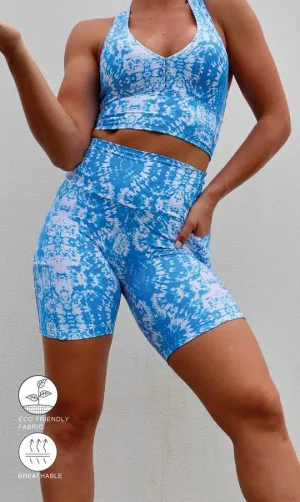 Electric Tie Dye Eco Midi Shorts with Pockets
