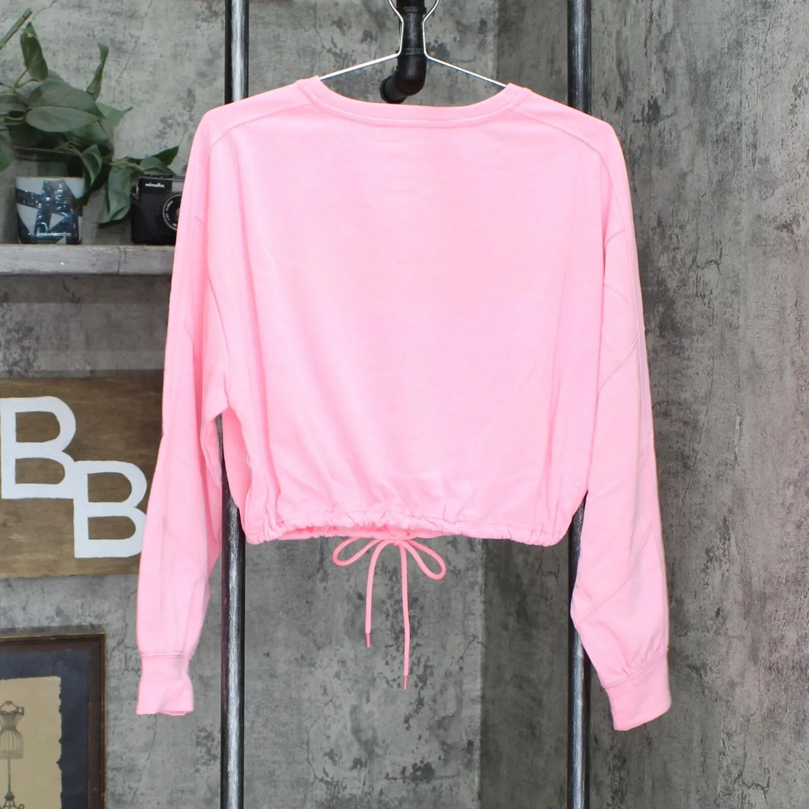 Elodie Womens Pullover French Terry Lined Sweatshirt with Waist Drawstring