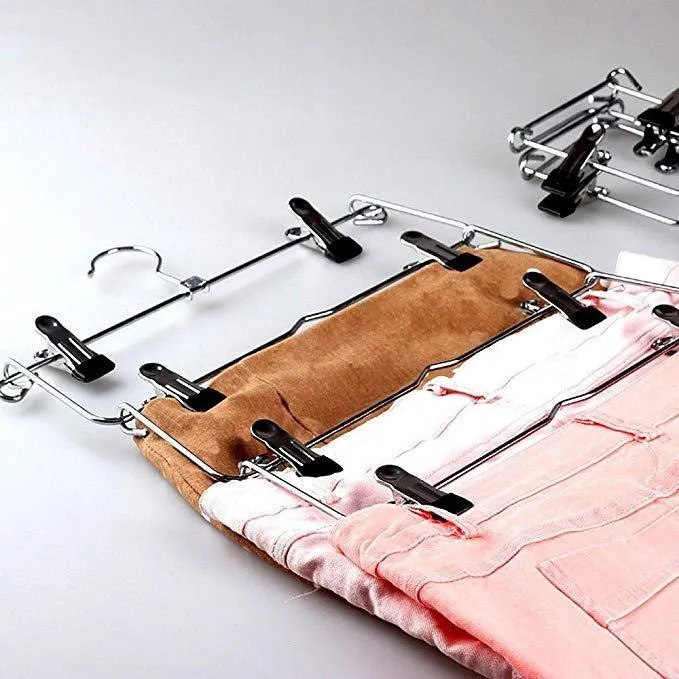 Emstris Space Saving Pants Hangers Sturdy Multi-Purpose Stainless Steel Pants Jeans Slack Skirt Hangers with Clips Non-Slip Closet Storage Organizer