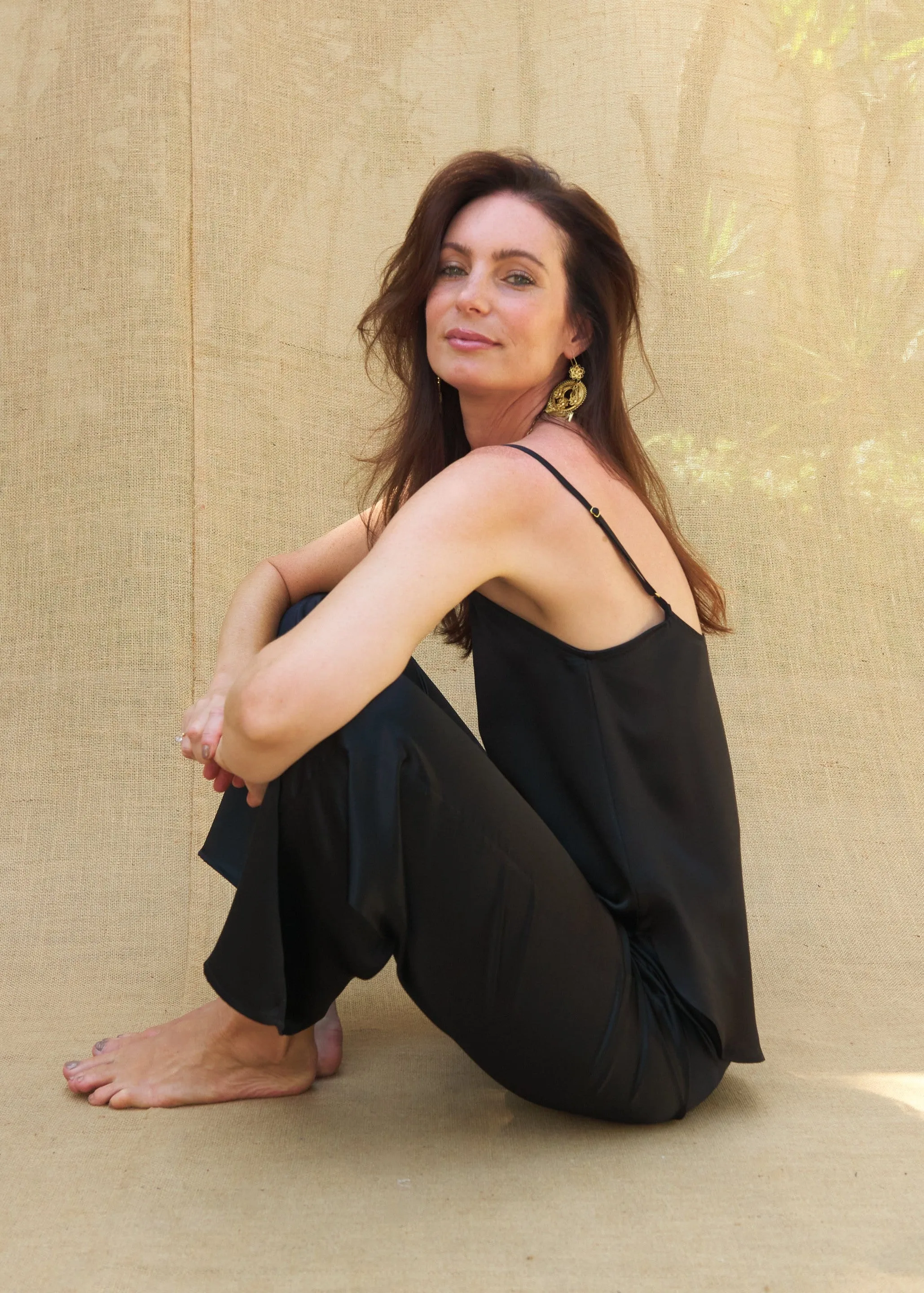 Estelle Tank in Black Charmeuse Silk