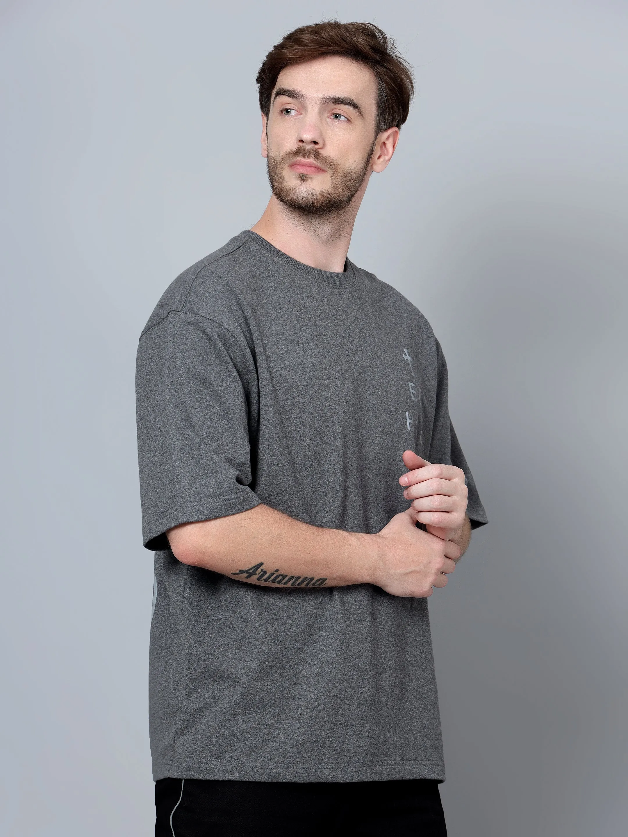Faith Reflective Print OS T-Shirt  (Grey)