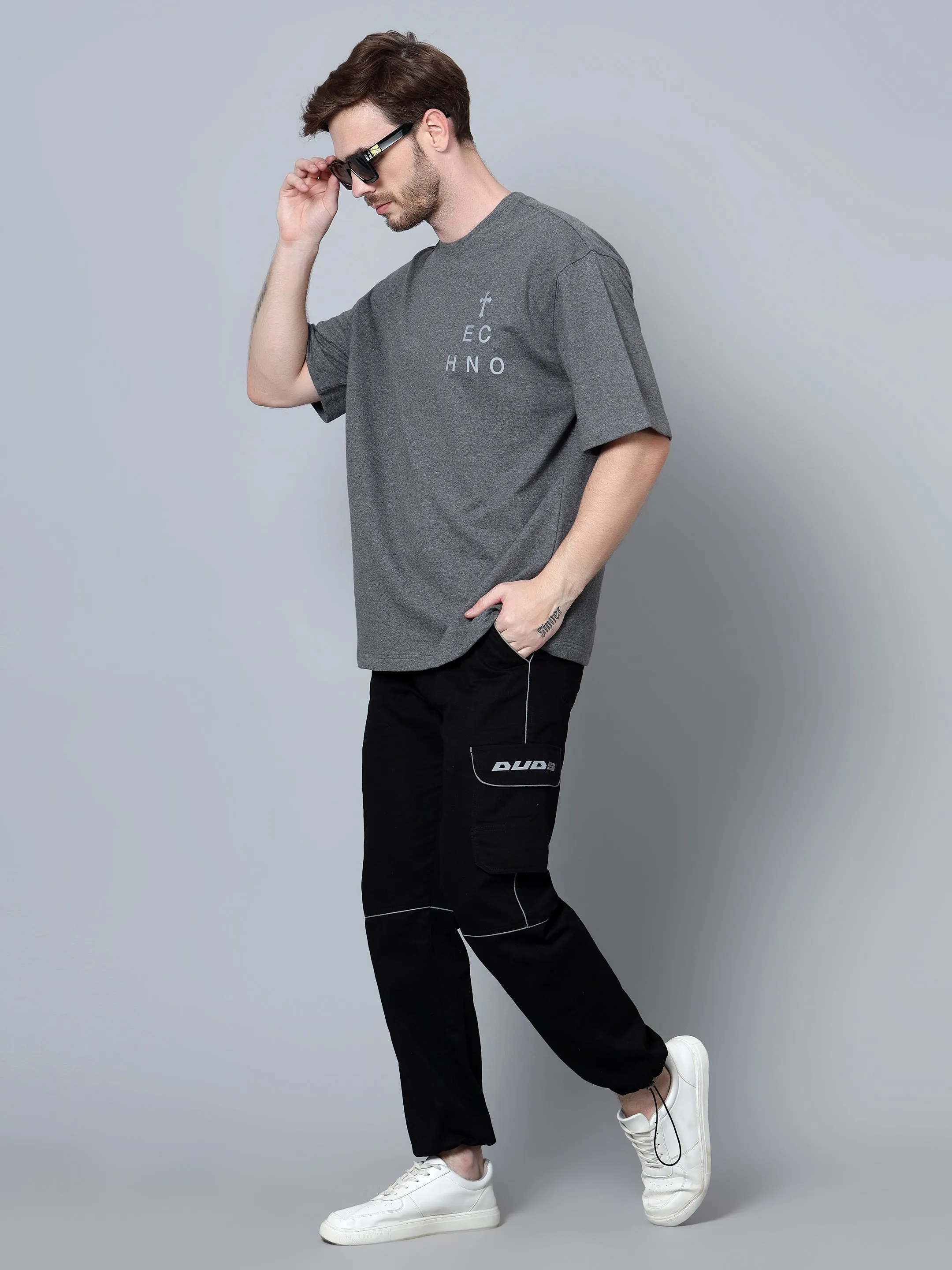Faith Reflective Print OS T-Shirt  (Grey)