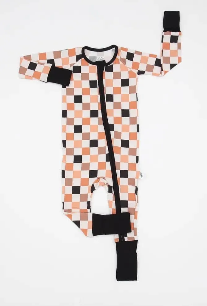 Fall Checkered Zippie Bamboo Pajamas