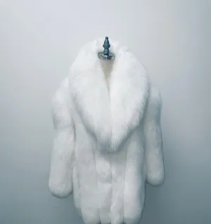 Fallon Aurielle Snow 3/4 Fox Fur Coat (White)