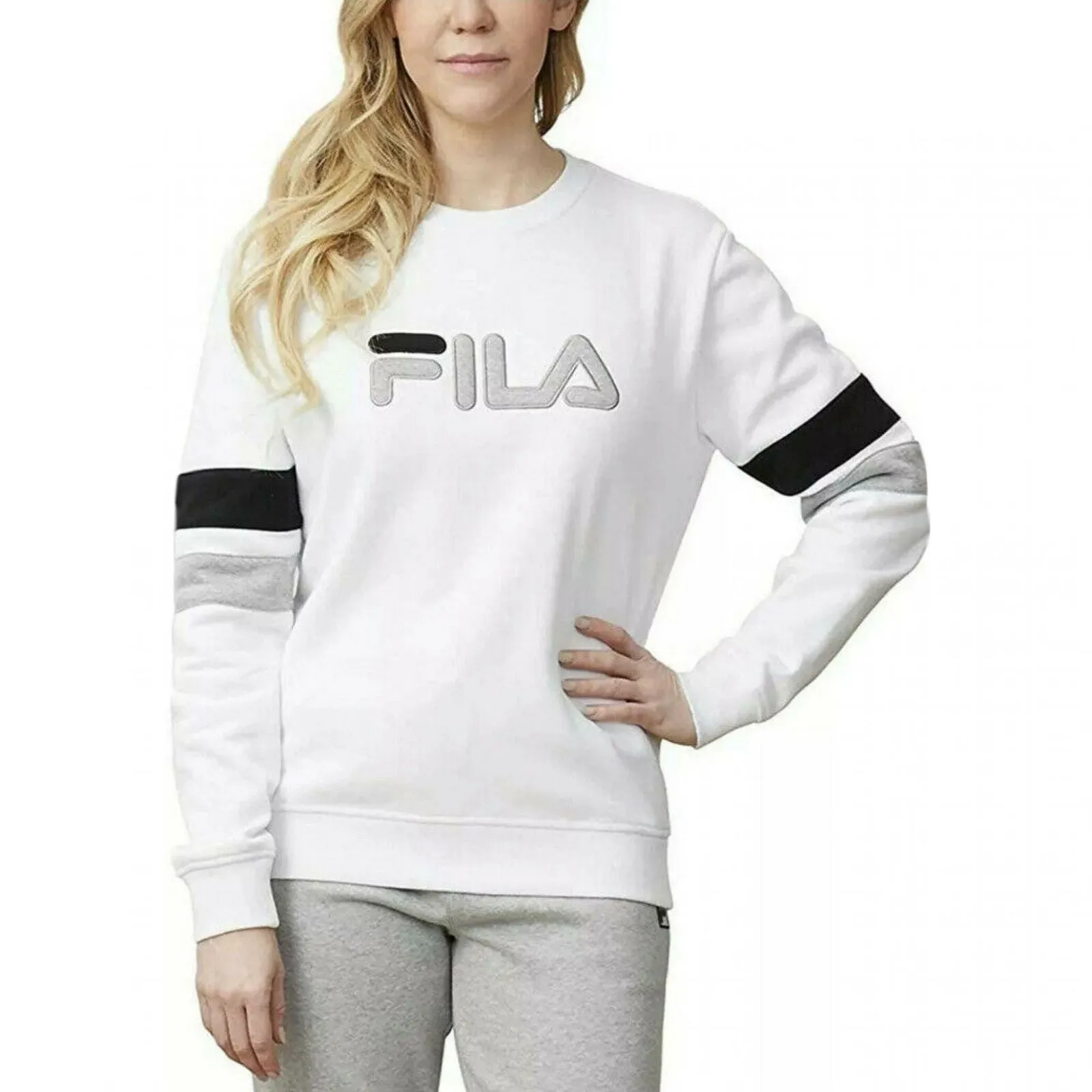 Fila Women's Natalie Colorblock Crewneck Pullover Fleece Sweatshirt