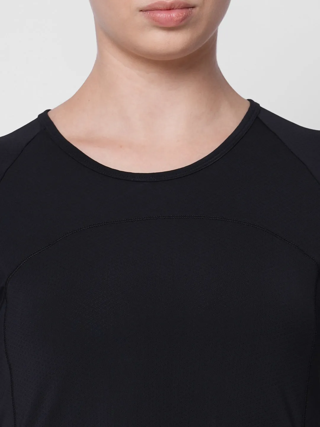 Fitkin women black side overlap style tshirt