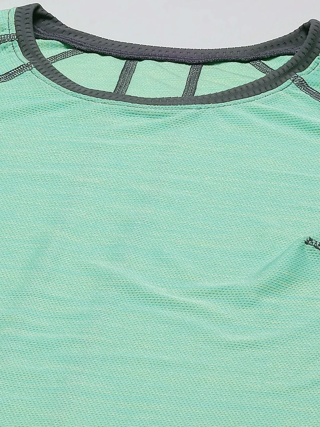 Fitkin Women Green Colourblocked Dry Fit Running T-shirt