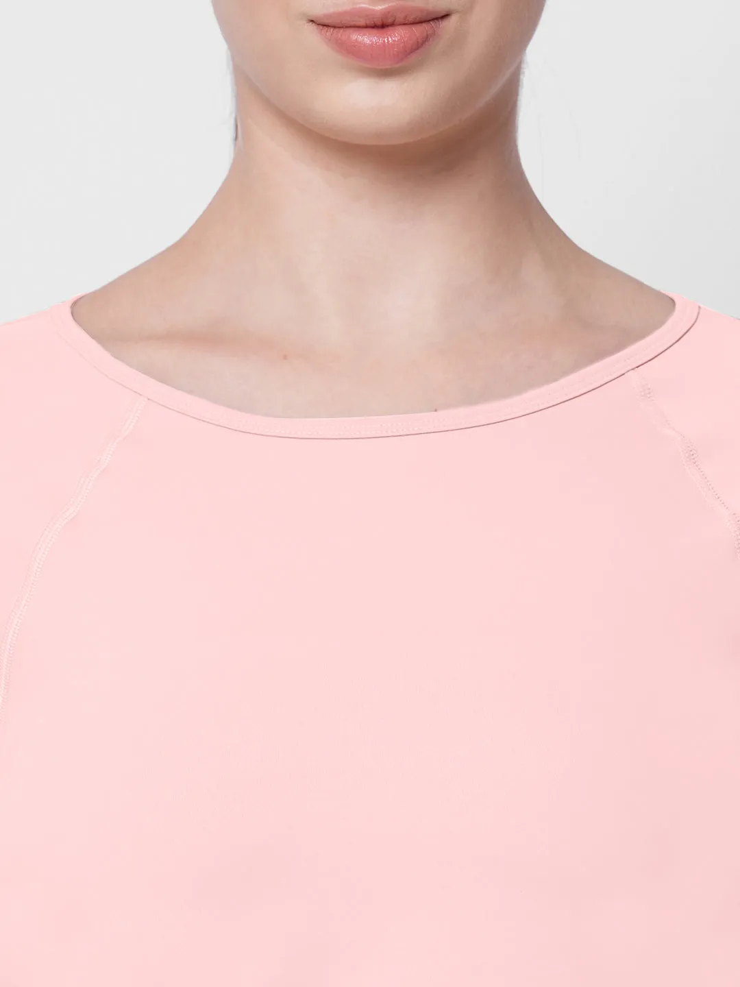 Fitkin Women Pink Solid Longsleeve Traning Tshirt