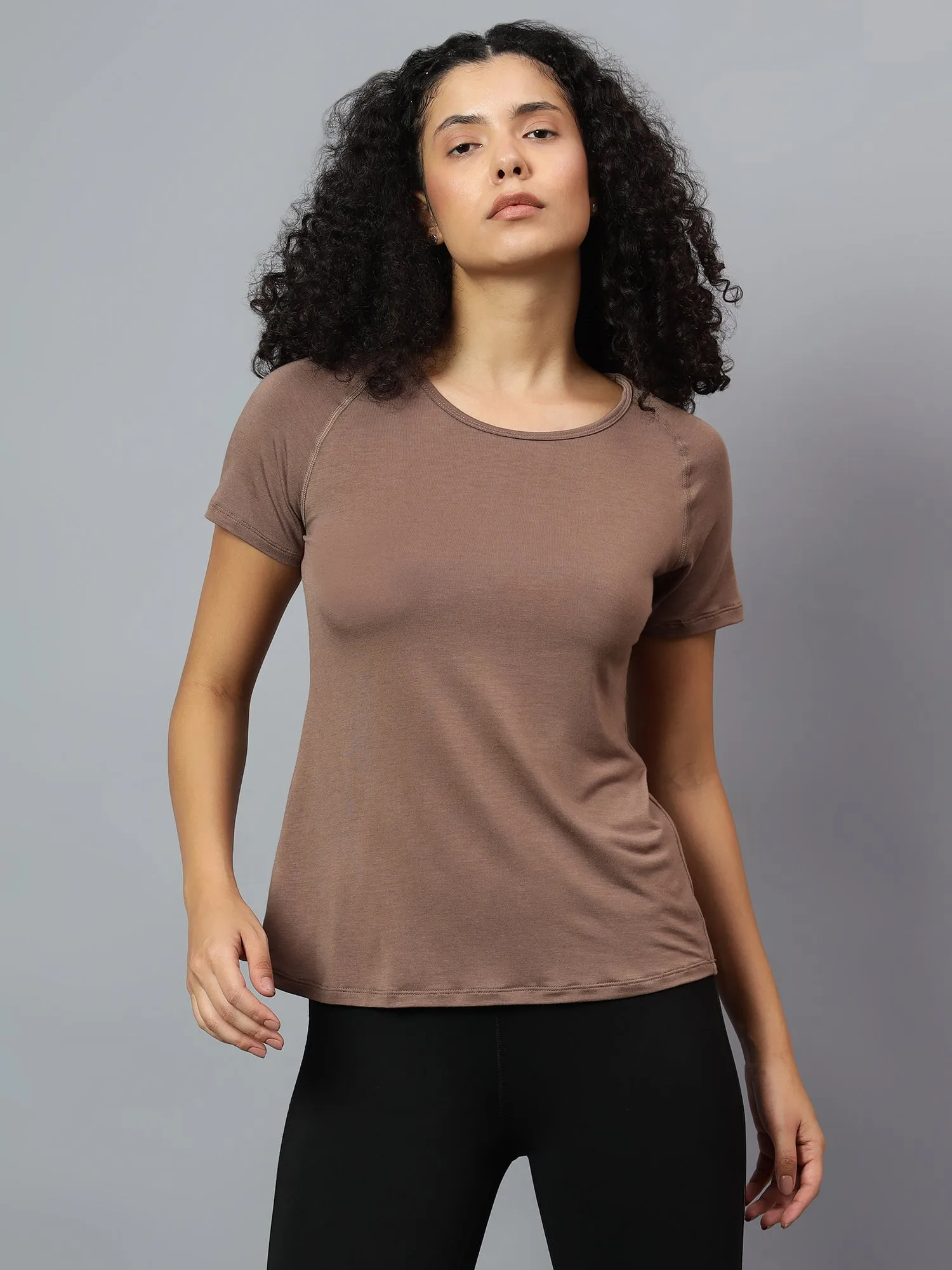 Fitkin Women's Brown Ecofriendly Active Tshirt