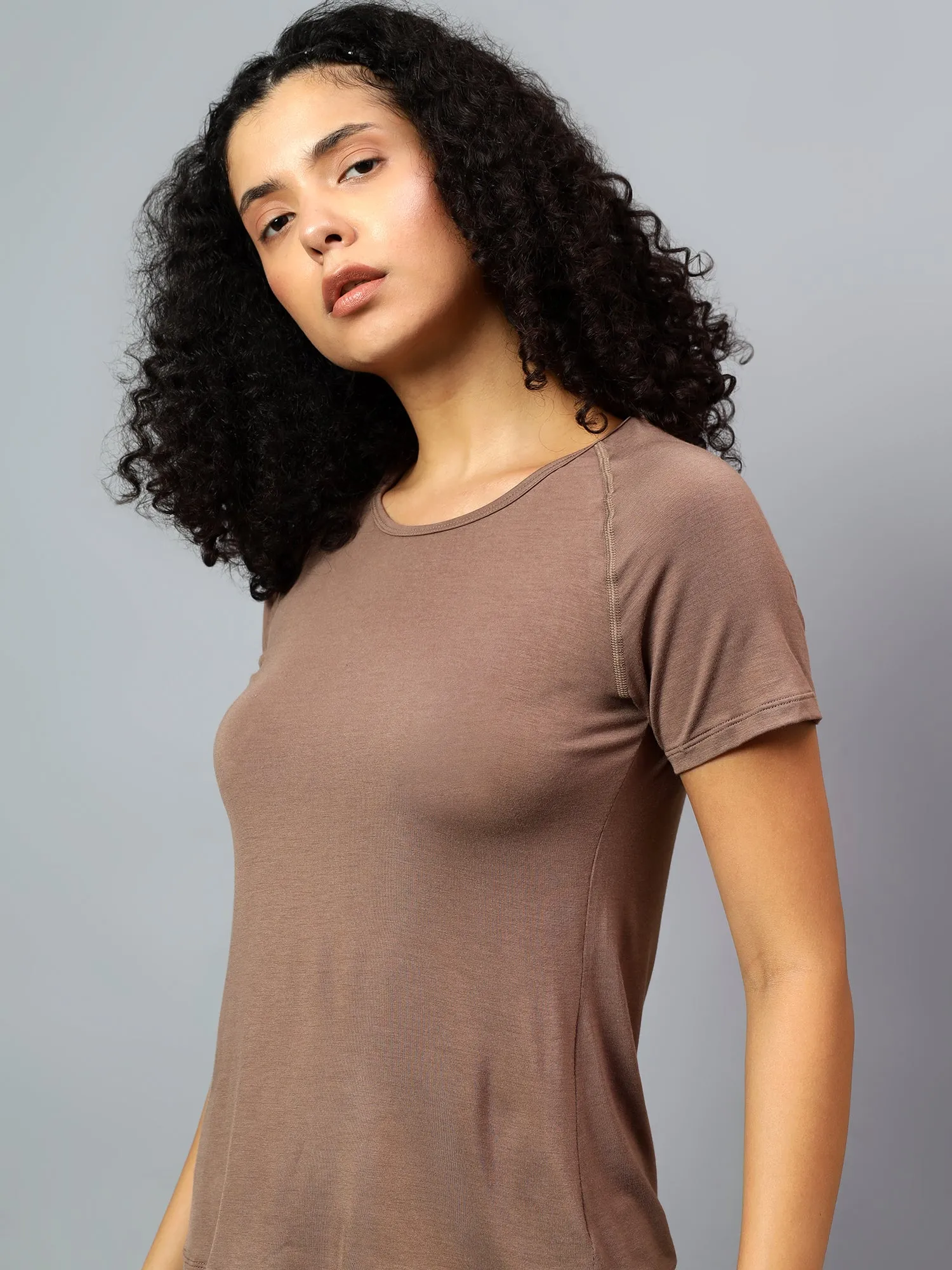 Fitkin Women's Brown Ecofriendly Active Tshirt
