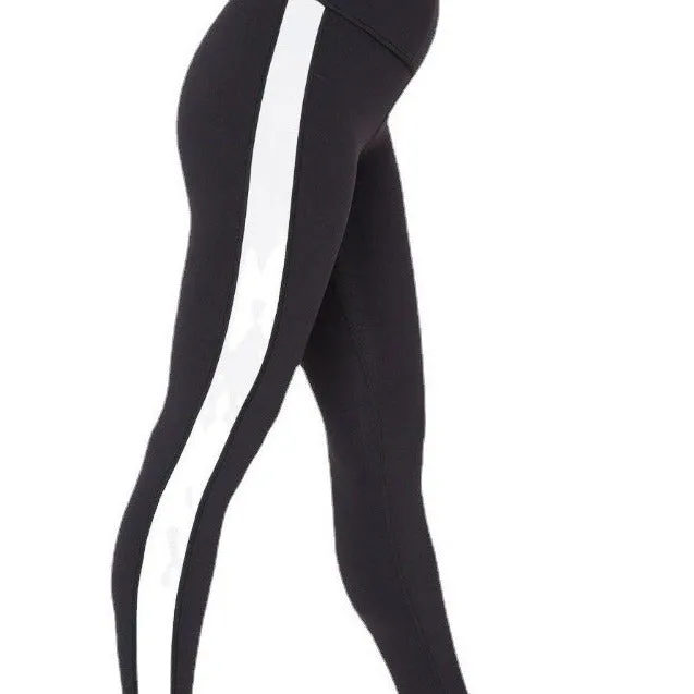 Fitness Leggings Leather Strap Stitching Nine Points Yoga Pants new fashion